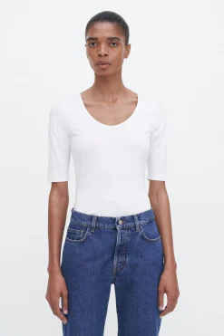 Cotton Stretch Scoop Neck Top