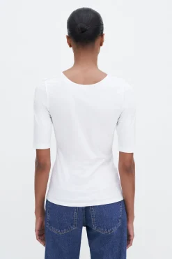Cotton Stretch Scoop Neck Top