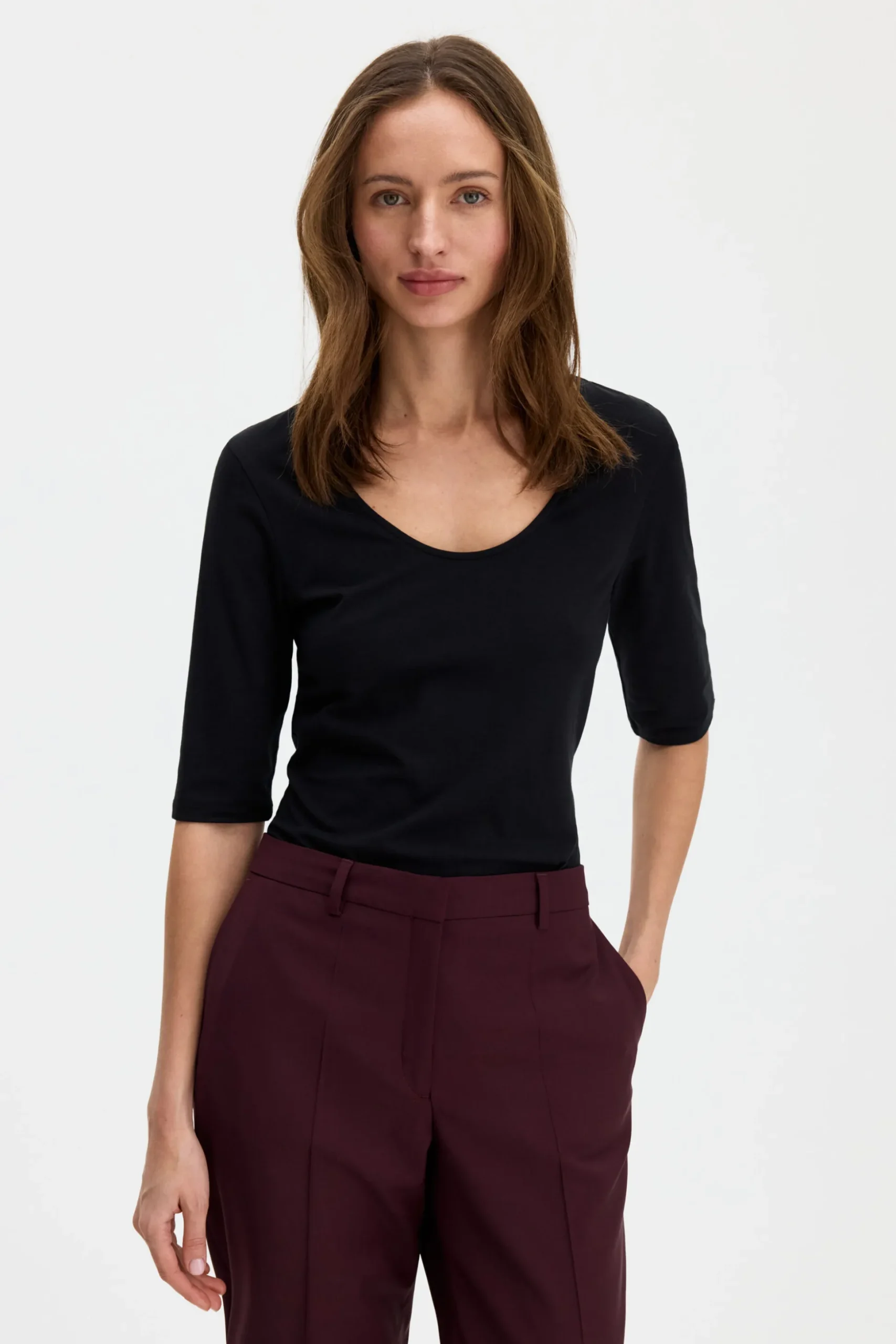 Cotton Stretch Scoop Neck Top