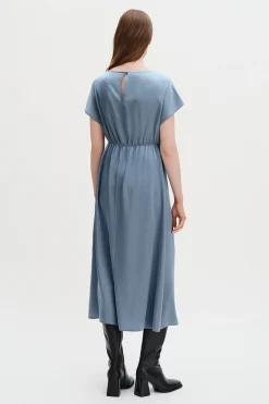 Gathered Kimono Boatneck Dress