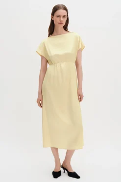 Gathered Kimono Boatneck Dress