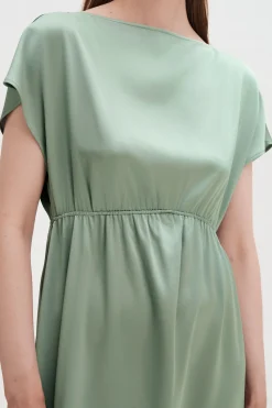 Gathered Kimono Boatneck Dress