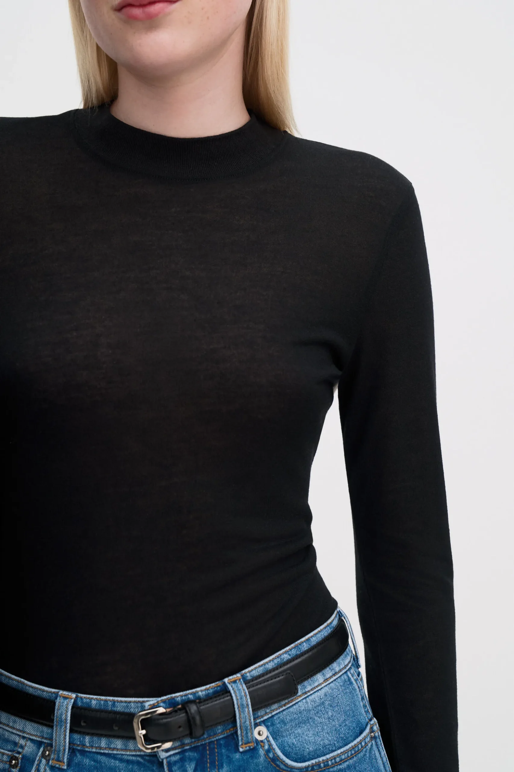 Lyocell Cashmere Mock Neck Top