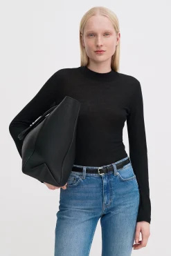 Lyocell Cashmere Mock Neck Top