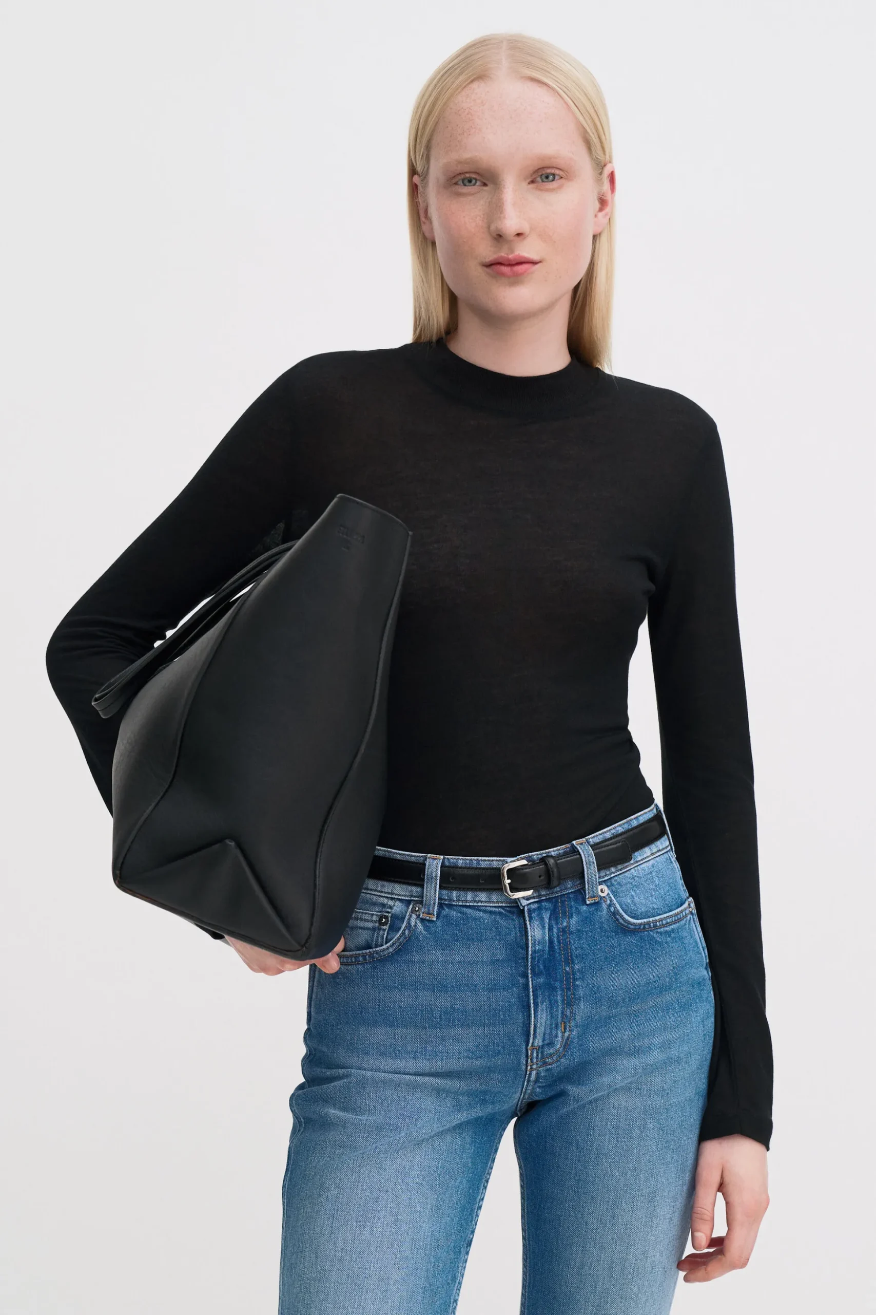 Lyocell Cashmere Mock Neck Top