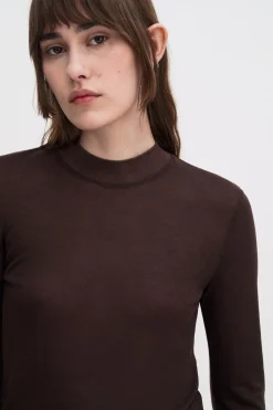 Lyocell Cashmere Mock Neck Top