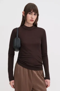 Lyocell Cashmere Mock Neck Top