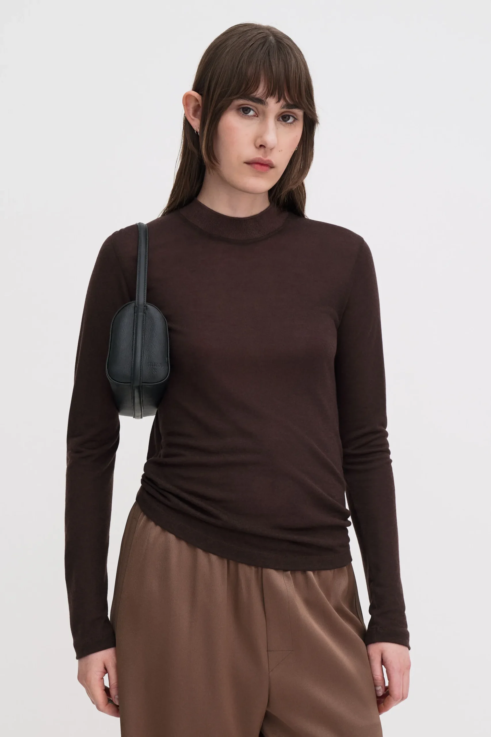 Lyocell Cashmere Mock Neck Top