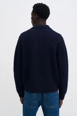 Ribbed Wool Zip Cardigan