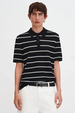 Striped Mesh Polo